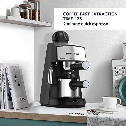 Espresso Machine 3.5 Bar 4 Cup Espresso Maker Cappuccino Latte Machine with Steam Milk Frother and Pot