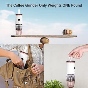 USB Rechargeable Burr Coffee Grinder, Portable Electric & Manual Coffee Bean Grinder with Multi Grind Settings, Espresso/Drip/Pour Over/French Press, White