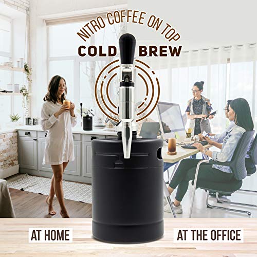 Nitro Cold Brew Coffee Maker - 64Oz Stainless Steel Home Brew Coffee Keg w/ Adjustable Pressure Regulator, Nitrogen Coffee Growler Machine Dispenser System, Stout Creamer Faucet - NutriChef NCNTROCB20