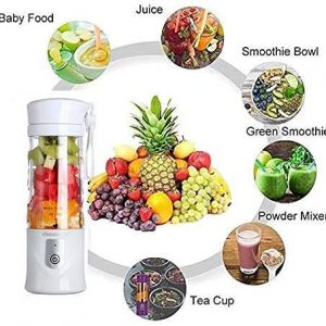 Portable Blender, USB Travel Juice Cup Baby Food Mixing Machince personal blender with Updated 6 Blades with Powerful Motor 4000mAh Rechargeable Battery,13Oz Bottle(white)
