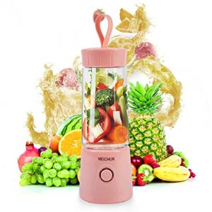 Qhecomce Personal Blender for Smoothie and Shakes, Portable Blender Rechargeable with USB, Protein Shakes Fruit Mini Maker, Smoothie Mixer for Home, Sport, Office, Picnic (Pink)