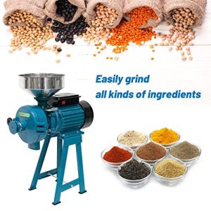 Electric Grinder, Woueniut High Power Adjustable Thickness Grain Mill Electric, Wet and Dry Powder Machine for Spices Seeds Herb Coffee Bean (Wet and Dry)