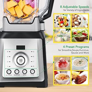 Horett Professional Blenders for Kitchen, 1450W High Speed Countertop Blender with 70oz Tritan Pitcher, Smoothies Blender Marker for Crushing Ice, Frozen Fruits and Shakes, 8 Adjustable Speeds