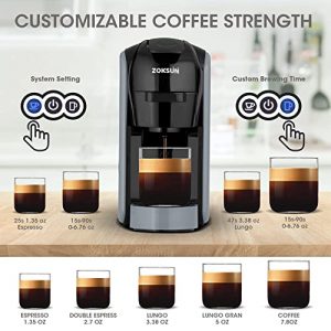 ZOKSUN 3 in 1 Coffee and Espresso Machine Combo Compatible with Nespresso Original Capsules, Dolce Gusto Pod and Ground Coffee, 19 Bar Pump Mini Espresso Machine for 1.35oz Espresso or 5oz lungo, Suitable for Home with Spoon, Self-Cleaning Function, 20oz Removable Water Tank, Grey Coffee Machine