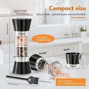 iixeal 2 in 1 Sturdy Dual Salt and Pepper Grinder Combo, Adjustable Ceramic Mill Shaker with a Cleaning Brush