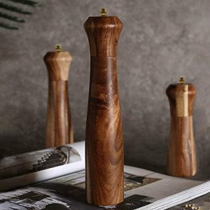 Pepper Grinder 10 Inch,Acacia Wood salt and pepper grinders refillable salt grinder pepper Mill with Adjustable Coarsenesssalt and pepper grinder shaker Tableware Gifts,Father's day gift