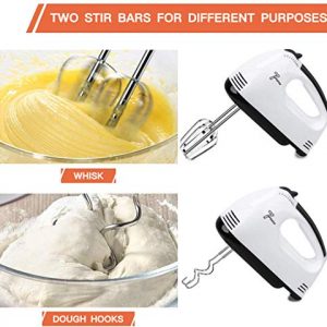 ifidex Jackgold Electric Hand Mixer, Multi-speed Handheld Mixer Blender,Includes 2 Beaters & 2 Dough Hook for Easy Whipping,Mixing Cookies,Cakes,and Dough Batters, White, one size