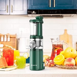 LINMETIC Compact Slow Juicer, Masticating Juicer with Quiet Motor, Cold Press Juicer Easy to Clean, Reverse Function & BPA Free Celery Juicer Machine for Fruit and Vegetable (Green)