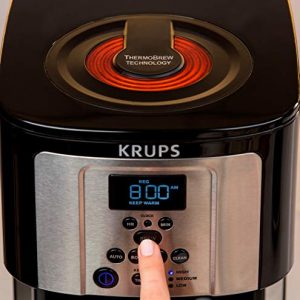 KRUPS Thermobrew EC324050 Savoy Programmable Coffee Maker 14 Cup, 9.6 X 8.3 X 14.2 In, Black & Silver