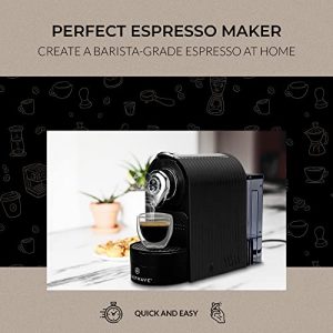 ChefWave Espresso Machine & Coffee Maker Compatible with Nespresso Original Capsules (Black) - Programmable, One-Touch, Premium, Italian 20 Bar High Pressure Pump with Pod Holder & Double-Wall Glasses