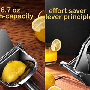 Real Stainless Steel Lemon Squeezer Citrus Juicer Hand Press Heavy Duty Manual Squeeze Juice Extractor Maker Orange Lime Grapefruit Presser - Bonus 50 Pcs Filter Bags