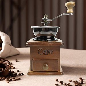 Manual Coffee Grinder, Vintage Style Wooden Hand Grinder Hand Coffee Grinder Roller Classic Coffee Mill Hand Crank Coffee Grinders With Brush for Drip Coffee French Press