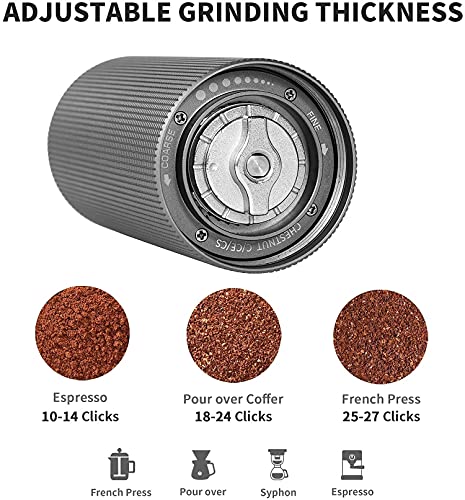 TIMEMORE Chestnut C2 MAX Manual Coffee Grinder, Burr Coffee Grinder,Capacity 30g with CNC Stainless Steel Conical Burr,Black