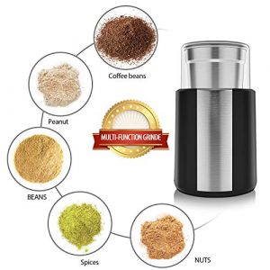 QUELLANCE Electric Coffee Grinder, Stainless Steel Blades Coffee and Spice Grinder with 2.5 Ounce Removable Cup, Powerful 200W