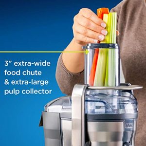 Oster Easy-to-Clean Professional Juicer, Stainless Steel Juice Extractor, Auto-Clean Technology, XL Capacity, Gray