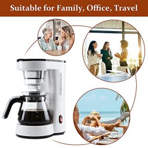 5-Cup Programmable Coffee Maker: Small Drip Coffeemaker with Reusable Filter, Compact Coffee Pot Brewer Machine, Quick Brew & Keep Warm, Smart Anti-Drip System, Save Space ,White