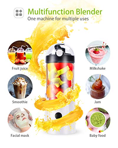 2021 Upgrade Portable Blender,Battery Can Be Removed, Rechargeable Mini Personal Size Blender, Double Pass 380ml Cup, Fruit Juicer Milk Food Mixer for Family Baby Travel Fitness Outdoor