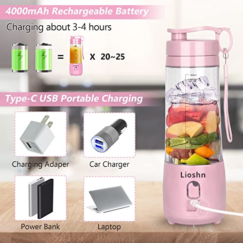LIOSHN Small Portable Juicer Machines Electric Slow Juicer Extractor Mini Rechargeable Masticating Cold Press Juicer for Vegetable and Fruit