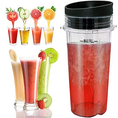 Universal 16 OZ Blender Flip Top to-go Seal Cup Lid Replacement Cups Part Accessories Compatible with Nutri Ninja BL740 BL770 BL771 BL773CO BL810 BL820 BL830 (16 OZ)