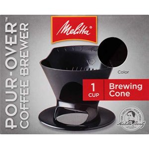 Melitta Filter Coffee Maker, Single Cup Pour-Over Brewer, Black, 1 Count