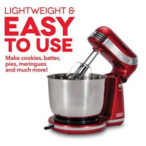 DASH Stand Mixer (Electric Mixer for Everyday Use): 6 Speed Stand Mixer with 3 qt Stainless Steel Mixing Bowl, Dough Hooks & Mixer Beaters for Frosting, Meringues & More - Red, DCSM250RD