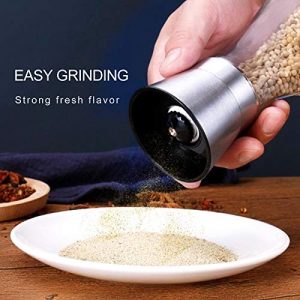 Mini Pepper Grinder, Spice Mill, Pepper Mill, Good Helper of Chef's. Brushed Stainless Steel Dust Cover With Ceramic Grinding Cores, Adjustable Coarseness, Family or Outdoor Picnic Optional.