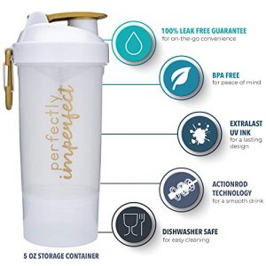 Smartshake Shaker Bottle with Motivational Quotes | 27 Ounce Protein Shaker Cup | Attachable Container Storage for Protein or Supplements | Perfect Fitness Gift | Be You Do You - Rose