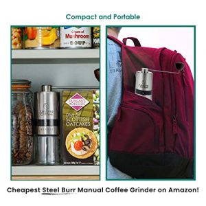 Lasting Coffee Manual Coffee Grinder with Stainless Steel Burr | Premium Conical Whole Bean Hand Mill with Adjustable Settings | Portable Hand Crank Grinder