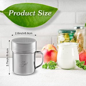 2 Pieces 13.5 OZ Stainless Steel Dredge Shaker with Lid and Handle Salt and Pepper Shakers Seasoning Pepper Shaker Spice Condiment Shaker for Cooking Kitchen Baking Salt Candy