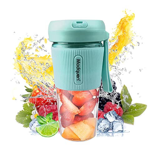 Modquen Personal Blender, 280ml Portable Blender with USB Rechargeable, Mini Blender for Milk Shakes, Travel Juicer Cup (Green)