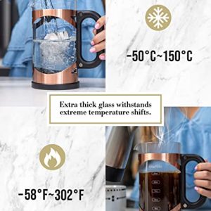 OlarHike French Press Coffee Maker, 304 Stainless Steel Coffee Press, Cold Brew Heat Resistant Thickened Borosilicate Coffee Pot , 34 Ounce, Bronze