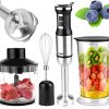 TUMIDY Immersion Blender Handheld 4 in 1 Hand Blender 500W Stepless Speed Stick Blender with Stainless Steel Blades, 750ml Chopper, 1000ml Chopper with Lid, Egg Whisk for Smoothie, Baby Food, Sauces