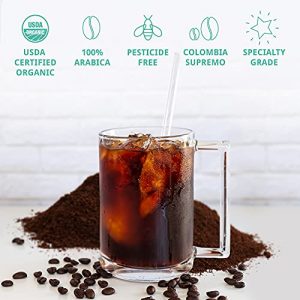 Cold Brew Organic Coarse Ground Flavored Coffee, Coconut Flavor, Dark Roast, Colombian Supremo, Coarse Grind for Cold Brew Coffee & French Press,1 LB