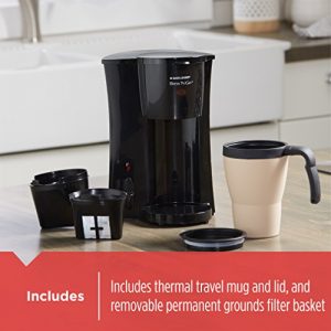 BLACK+DECKER Brew 'n Go Personal Coffeemaker with Travel Mug, Black/Beige, DCM18