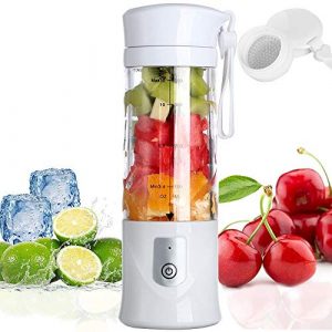 Portable Blender, USB Travel Juice Cup Baby Food Mixing Machince personal blender with Updated 6 Blades with Powerful Motor 4000mAh Rechargeable Battery,13Oz Bottle(white)