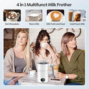 newoer Electric Milk Frother and Warmer,4 in 1 Automatic Milk Frothers 400W Automatic Milk Foam Maker with Hot & Cold Milk Functionality for Latte Coffee Hot Chocolates Cappuccino