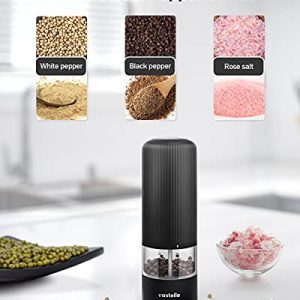 VASTELLE Electric Salt and Pepper Grinder Set, Automatic Pepper Grinder Battery Operated with Adjustable Coarseness, Electric Pepper Mill Set with Light, Ceramic Grinders (2 Pack)