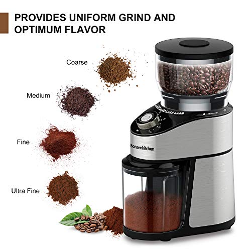 Electric Burr Coffee Grinder with 12 Precise Grind Settings, Automatic Burr Mill Coffee Bean Grinder for 2-12 Cups, Stainless Steel