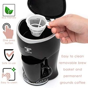 Mini Drip Coffee Maker with Mug, Small Coffee Pot With Coffee Cup, Mini Coffee Maker, One Cup Coffee Maker By Moss & Stone (1 Drip & 4oz Mug)