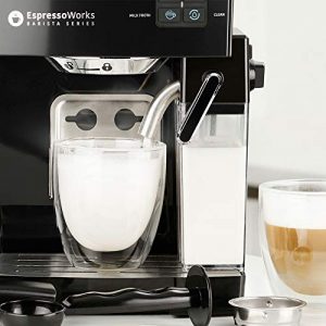 Espresso Machine, Latte & Cappuccino Maker- 10 pc All-In-One Espresso Maker with Milk Steamer (Incl: Coffee Bean Grinder, 2 Cappuccino & 2 Espresso Cups, Spoon/Tamper, Portafilter w/ Single & Double Shot Filter Baskets), 1250W, (Black)