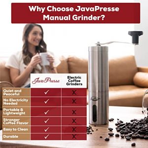 Manual Coffee Bean Grinder with Adjustable Settings Patented Conical Burr Grinder for Coffee Beans Stainless Steel Burr Coffee Grinder for Aeropress Drip Coffee Espresso French Press by JavaPresse