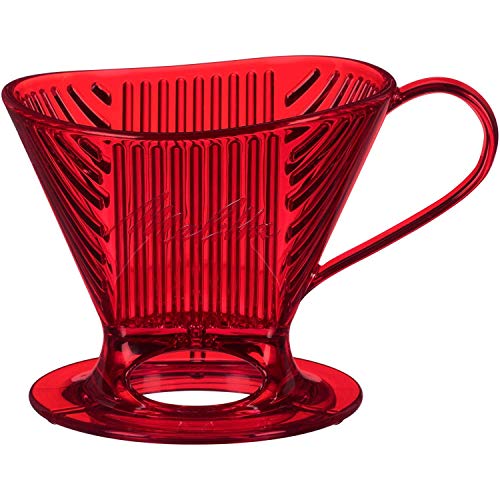 Melitta Signature Series 1 Cup Pour-Over Coffee Brewer, Tritan Red