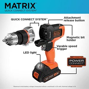 BLACK+DECKER 20V MAX MATRIX Cordless Drill Combo Kit with Case, 6-Tool (BDCDMT1206KITC)