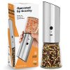 Electric Pepper Grinder Rechargeable, Automatic Gravity Salt Mill with Adjustable Coarseness, Brushed Stainless Steel, Ceramic Blades and Refillable Ergonomic Glass - USB cable included (silver)