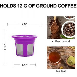 Reusable K Cups, 5-pack Purple Refillable Coffee Filters for Keurig 2.0 and 1.0 and MINI PLUS Series Machines with Stainless Steel Scoop, Universal Reusable Coffee Pods, Coffee Scoop Funnel