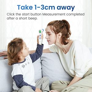 Touchless Forehead Thermometer for Adults and Kids, Digital Infrared Thermometer for Home with Fever Indicator, Instant Accurate Reading