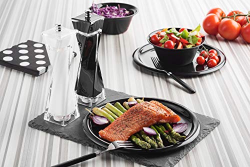 MITBAK Acrylic Black/White Salt and Pepper Grinders Set | Sea Salt and Pepper Mills Easy to Use and Equipped with Adjustable Coarseness And Ceramic Mechanism| Unique Kitchen | Premium Quality