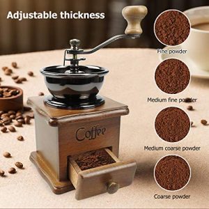 Manual Coffee Grinder, Vintage Style Wooden Hand Grinder Hand Coffee Grinder Roller Classic Coffee Mill Hand Crank Coffee Grinders With Brush for Drip Coffee French Press