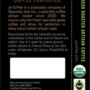STONE COLD JO: 2 lb, Cold Brew Coffee Blend, Dark Roast, Coarse Ground Organic Coffee, Silky, Smooth, Low Acidity, USDA Certified Organic, Fair Trade Certified, NON-GMO, Great French Press Hot Brew