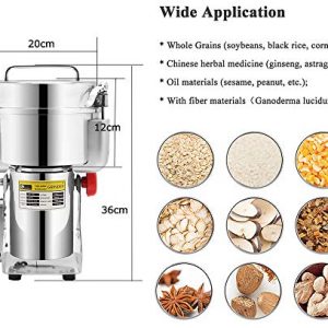 CGOLDENWALL 2000g Commercial Electric Stainless Steel Grain Grinder Mill Spice Herb Cereal Mill Grinder Flour Mill Pulverizer 110V